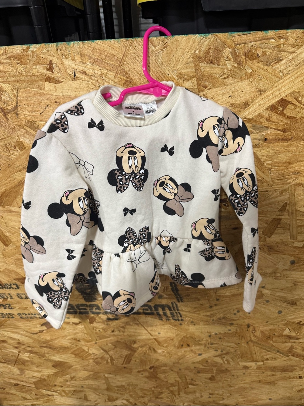 Disney Cream and Black Minnie Mouse Peplum Sweater